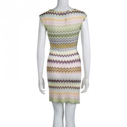 Pre Owned Missoni Multicolor Knit Chevron Pattern Sleeveless Dress S