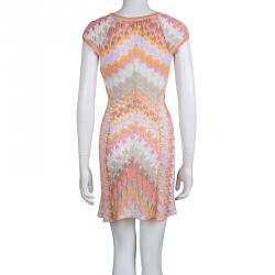 Pre Owned Missoni Multicolor Perforated Knit Patterned Sleeveless Dress S