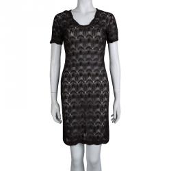 Pre Owned Missoni Black Perforated Lurex Knit Sheer Dress S