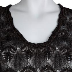 Pre Owned Missoni Black Perforated Lurex Knit Sheer Dress S