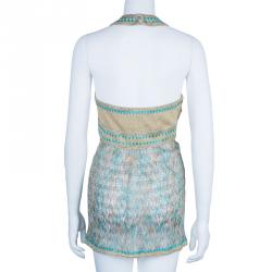 مملوكة مسبقًا بلوزة ميزوني ذهبي رقبة حمالات تريكو L