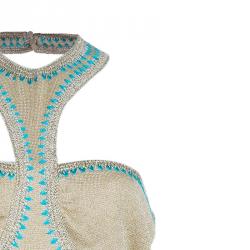 مملوكة مسبقًا بلوزة ميزوني ذهبي رقبة حمالات تريكو L