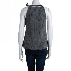 Pre Owned Missoni Silver Lurex Plisse Knit Sleeveless Top S