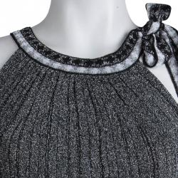 Pre Owned Missoni Silver Lurex Plisse Knit Sleeveless Top S