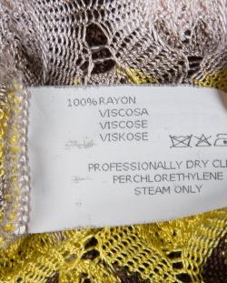 Pre Owned Missoni Multicolor Perforated Knit Short Sleeve Top L