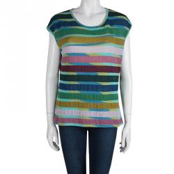 Pre Owned Missoni Multicolor Striped Knit Sleeveless Top L