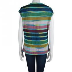 Pre Owned Missoni Multicolor Striped Knit Sleeveless Top L