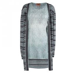 Pre Owned Missioni Multicolor Perforated Lurex Knit Top and Cardigan Set M/L