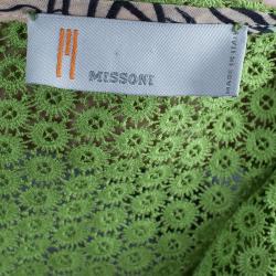 Pre Owned Missoni Green Knit Floral Halter Top L
