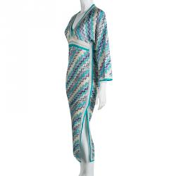 Pre Owned Missoni Mare Multicolor Chevron Pattern Lurex Knit Maxi Dress S