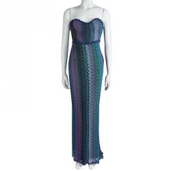 Pre Owned Missoni Multicolor Lurex Knit Strapless Maxi Dress S