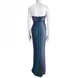Pre Owned Missoni Multicolor Lurex Knit Strapless Maxi Dress S