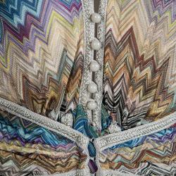 Pre Owned Missoni Multicolor Knit Chevron Pattern Tie Detail Dress M