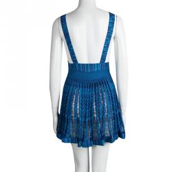 Pre Owned Missoni Mare Blue Chevron Knit Cutout Detail Babydoll Beach Dress S