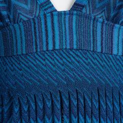 Pre Owned Missoni Mare Blue Chevron Knit Cutout Detail Babydoll Beach Dress S