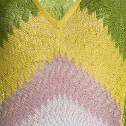 Pre Owned Missoni Mare Multicolor Patterned Perforated Knit Short Sleeve Maxi Dress L