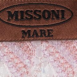 Pre Owned Missoni Mare Multicolor Patterned Perforated Knit Short Sleeve Maxi Dress L