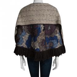 Pre Owned Missoni Multicolor Wool Muffler Detail Chunky Knit Reversible Poncho M