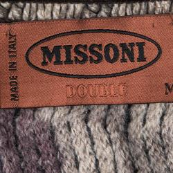 Pre Owned Missoni Multicolor Wool Muffler Detail Chunky Knit Reversible Poncho M
