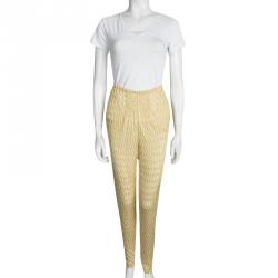 Missoni Mare Yellow Perforated Crochet Knit Elasticized Waist Pants M