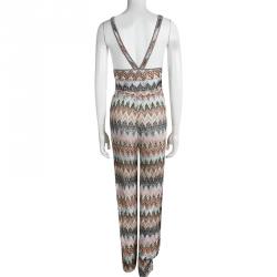 Pre Owned Missoni Mare Multicolor Perforated Knit Waist Tie Detail Cross Back Jumpsuit S