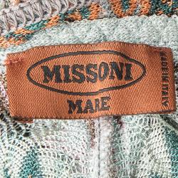 Pre Owned Missoni Mare Multicolor Perforated Knit Waist Tie Detail Cross Back Jumpsuit S