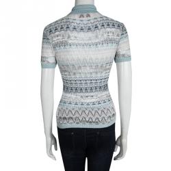 Pre Owned Missoni Multicolor Perforated Knit Contrast Collar Top S