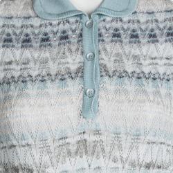 Pre Owned Missoni Multicolor Perforated Knit Contrast Collar Top S