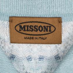 Pre Owned Missoni Multicolor Perforated Knit Contrast Collar Top S