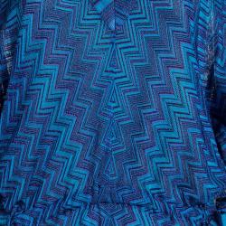 Pre Owned Missoni Mare Blue Chevron Pattern Knit Tie Detail Maxi Dress M