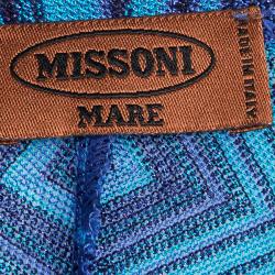 Pre Owned Missoni Mare Blue Chevron Pattern Knit Tie Detail Maxi Dress M