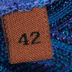 Pre Owned Missoni Mare Blue Chevron Pattern Knit Tie Detail Maxi Dress M