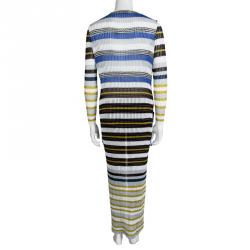 Pre Owned Missoni Multicolor Striped Lurex Ribbed Knit Open Front Long Cardigan S