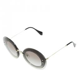 Pre Owned نظارة شمسية ميو ميو SMU 10R  غليتر براق سوداء مستديرة