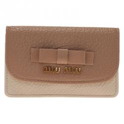 Pre Owned Miu Miu Two Tone Madras Leather Bow Detail Wallet 