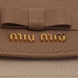 Pre Owned Miu Miu Two Tone Madras Leather Bow Detail Wallet 