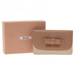 Pre Owned Miu Miu Two Tone Madras Leather Bow Detail Wallet 