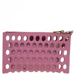 Pre Owned حقيبة معصم صغيرة ميو ميو جلد مثقب وردي