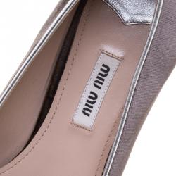 Pre Owned Miu Miu Slate Grey Velvet Crystal Embellished Cap Toe Smoking Slippers Size 41