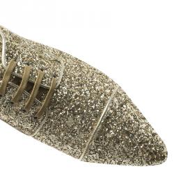 Miu Miu Gold Glitter Lace Up Oxfords Size 37