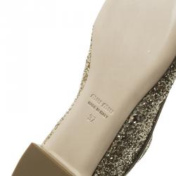 Miu Miu Gold Glitter Lace Up Oxfords Size 37