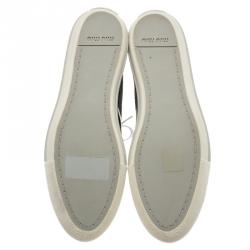 Pre Owned Miu Miu Black Patent Studded Cap Toe High Top Sneakers Size 39