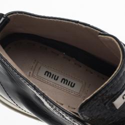 Pre Owned Miu Miu Black Patent Studded Cap Toe High Top Sneakers Size 39