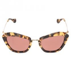 Pre Owned Miu Miu Tortoise SMU10N Cat Eye Sunglasses