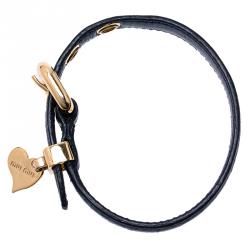 Miu Miu Blue Leather and Heart Charm Bracelet