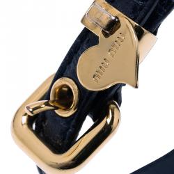 Miu Miu Blue Leather and Heart Charm Bracelet