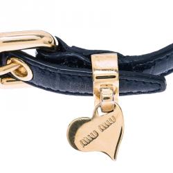 Miu Miu Blue Leather and Heart Charm Bracelet
