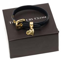 Miu Miu Blue Leather and Heart Charm Bracelet
