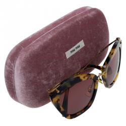 Pre Owned Miu Miu Tortoise Frame SMU10N Cat Eye Sunglasses