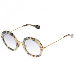 Miu Miu SMU13N Havana Sand Dark Brown Grey Round Sunglasses